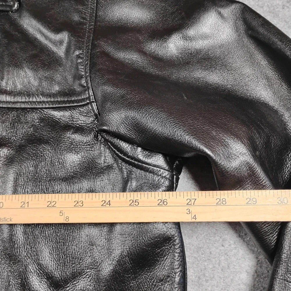 Clench Jeans Real Leather Car Coat Jacket Mens 3XL Black Button Up Vintage Y2K